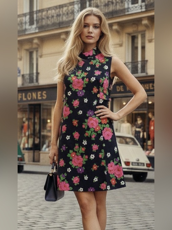 Vintage Dresses & Skirts - Vintage 1960's Colorful Floral Pique dress! 😍